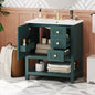 Bathroom Vanity Cabinet Combo, 30 Inch with Ceramic Sink, Soft-Close Doors, Solid Wood Frame, Waterproof for Small Bathroom Storage