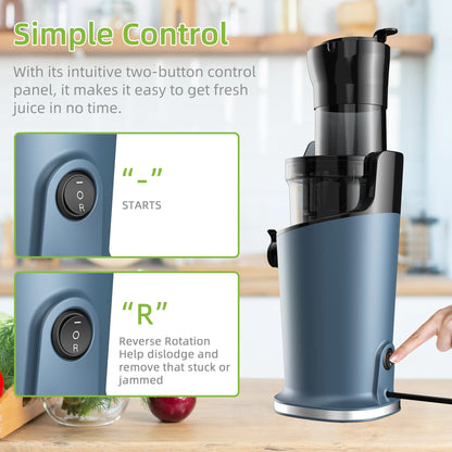 Cold Press Juicer with 78mm Feed Chute, 200W 40-65RPM Powerful Motor, Fits Whole Fruits