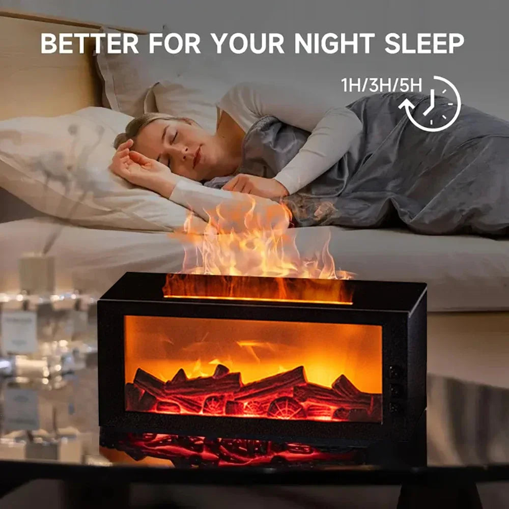 300ml Flame Effect Humidifier & Aroma Diffuser,  with Remote & Timer, Auto Shut Off, Realistic Fireplace for Home Decor