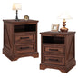 18 Inch Farmhouse Nightstands Set of 2, 2 Drawer Storage & Charging Station