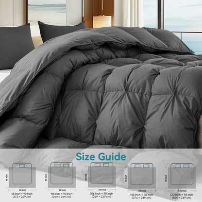 Opulent Pinch-Pleated Goose Down Duvet, Suitable for All Seasons, 100% Cotton Fabric