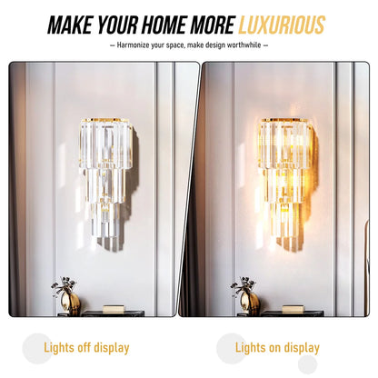Modern Crystal Wall Lamp, 3-Layer Crystal Sconce