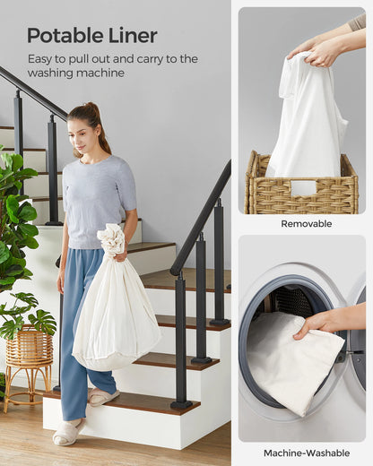 Laundry Hamper with Lid, 42.3 Gallons (160 L), Rolling Basket with Wheels