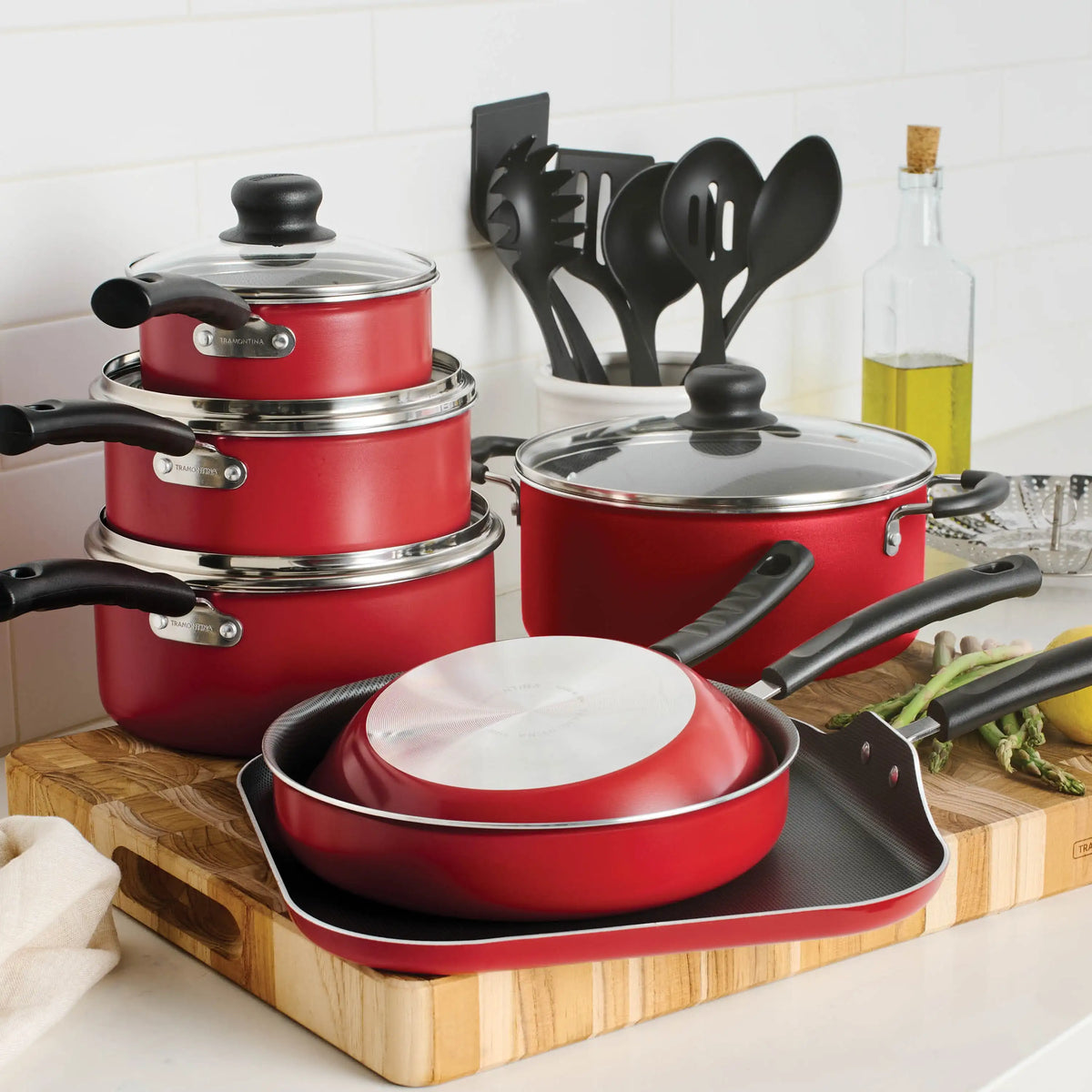 18-Piece Nonstick Cookware Set, Asphalt