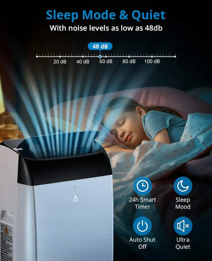 14000 BTU Portable Air Conditioner, 3-In-1 Free Standing Cooling AC Unit With Fan, Dehumidifier, Remote Control, Sleep Mode