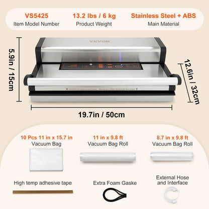 Commercial Vacuum Sealer Machine, Multifunction Automatic Food Packaging with Bag Roll Storage, Cutter for Home Kitchen