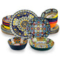 24 PCS Ceramic Dinnerware Set, Porcelain Bohemian Style with Dinner/Dessert Plate/Cereal/Pasta Bowl For 6
