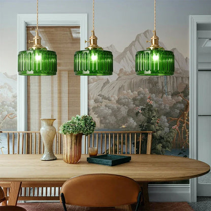 Led Crystal Pendant Light, Green Chandelier Modern Hanging Ceiling Lamp, Retro Home Decor