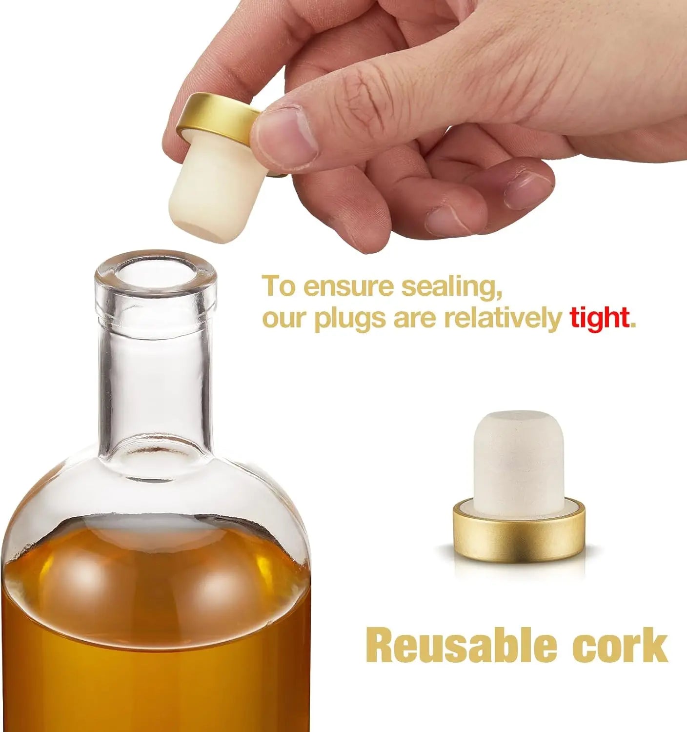 12 oz Glass Bottles with T-Top Caps, Set of 6 - Clear Heavy Base, Airtight Seal for Wine, Oil, Kombucha