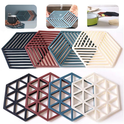 Silicone Trivet Mats, Hexagon Heat Resistant Kitchen Counter Mat