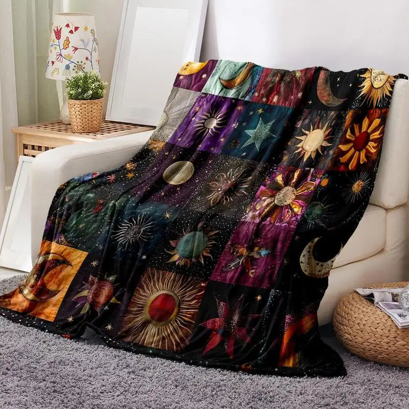 Star & Moon Pattern Boho Blanket