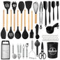 Silicone Wooden Handle 44-Piece Non-Stick  Kitchen Utensil Set, Food-Grade Heat-Resistant Cookware Set for Kitchen & Baking