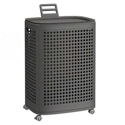 Laundry Hamper With Wheels, Plastic Laundry Basket, 19.8 Gallons (75 L), Slim Storage Basket, For Bathroom, Bedroom