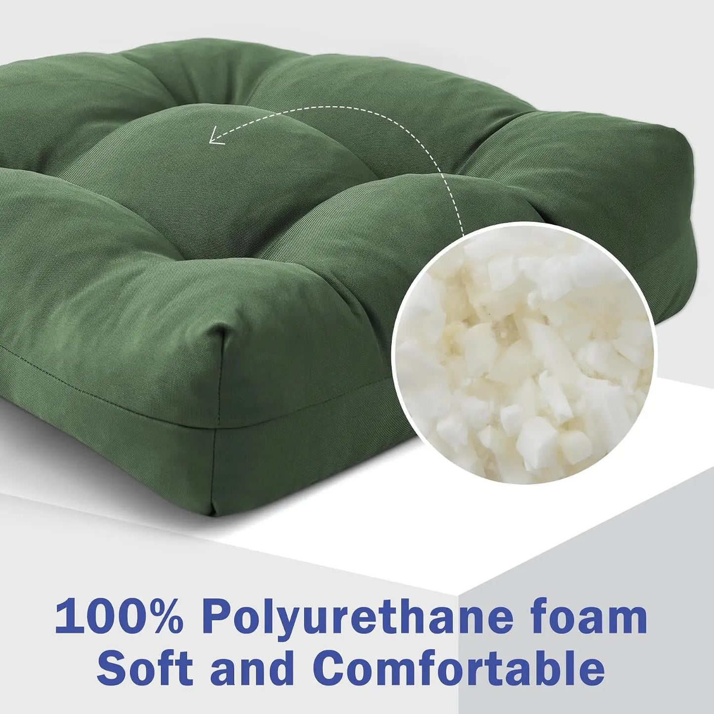 Outdoor Chair Cushions Set of 2, with Ties, 19x19+5” Tufted , Waterproof