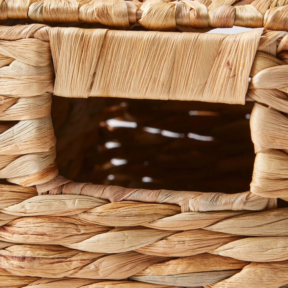 Natural Handmade Woven Hyacinth Basket with Lid