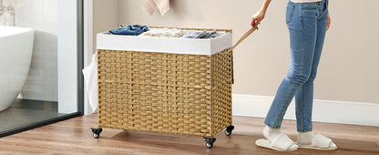 Laundry Hamper with Lid, 42.3 Gallons (160 L), Rolling Basket with Wheels