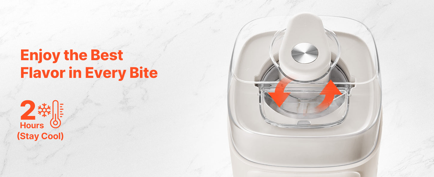 Upright Automatic Ice Cream Maker with Built-in Compressor, 1 Quart No Pre-freezing, Gelato,  Frozen Yogurt