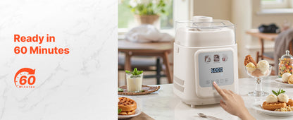 Upright Automatic Ice Cream Maker with Built-in Compressor, 1 Quart No Pre-freezing, Gelato,  Frozen Yogurt