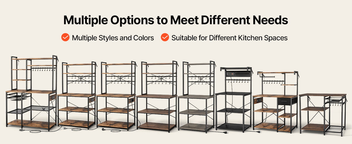 Kitchen Bakers Rack, 23.6 In/31.5 In/35.4 In  Stand with X-Shaped Support Bar, Coffee Bar for Cups & Dishes
