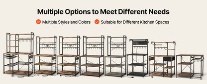 Kitchen Bakers Rack, 23.6 In/31.5 In/35.4 In  Stand with X-Shaped Support Bar, Coffee Bar for Cups & Dishes