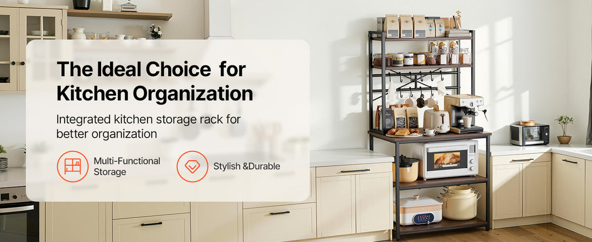 Kitchen Bakers Rack, 23.6 In/31.5 In/35.4 In  Stand with X-Shaped Support Bar, Coffee Bar for Cups & Dishes
