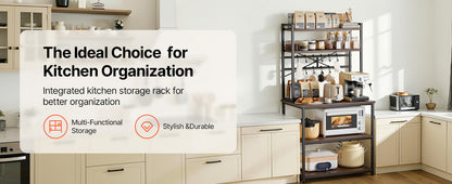 Kitchen Bakers Rack, 23.6 In/31.5 In/35.4 In  Stand with X-Shaped Support Bar, Coffee Bar for Cups & Dishes