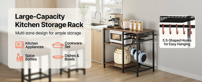 Kitchen Bakers Rack, 23.6 In/31.5 In/35.4 In  Stand with X-Shaped Support Bar, Coffee Bar for Cups & Dishes