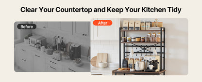 Kitchen Bakers Rack, 23.6 In/31.5 In/35.4 In  Stand with X-Shaped Support Bar, Coffee Bar for Cups & Dishes