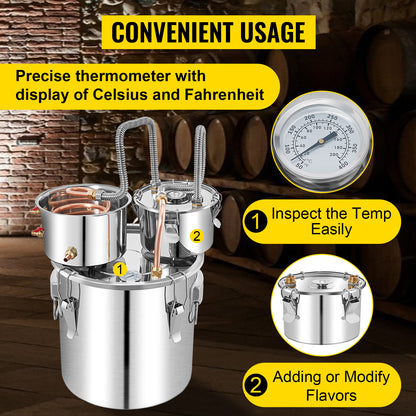 50L Alcohol Water Distiller, Stainless Steel Brewing Machine for Whisky Wine Beer Dispenser