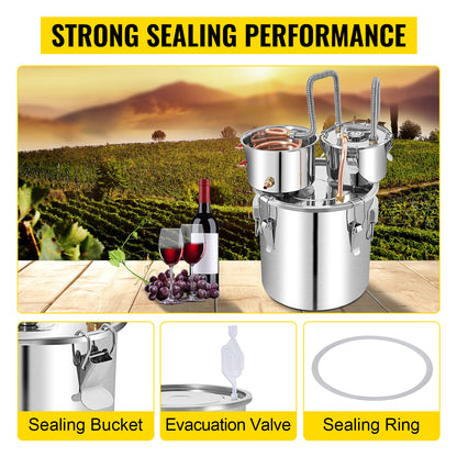 50L Alcohol Water Distiller, Stainless Steel Brewing Machine for Whisky Wine Beer Dispenser