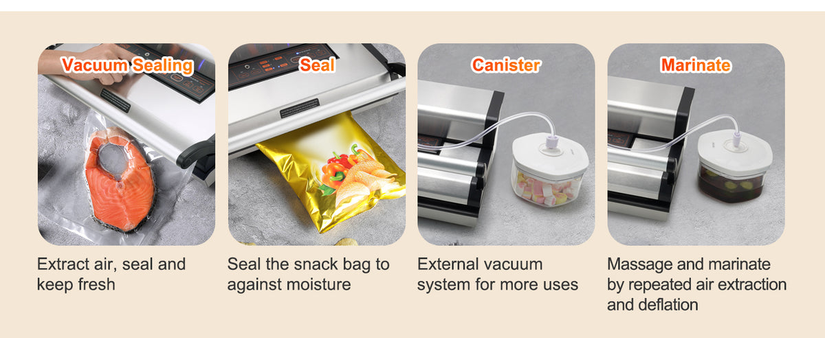 Commercial Vacuum Sealer Machine, Multifunction Automatic Food Packaging with Bag Roll Storage, Cutter for Home Kitchen