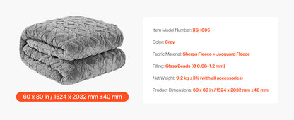 Weighted Blanket 20 lbs 60 x 80 in Queen Size Sherpa Fleece w/ Glass Beads