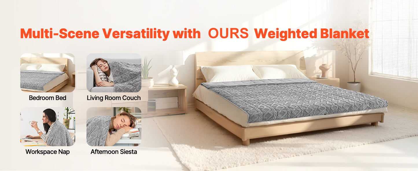 Weighted Blanket 20 lbs 60 x 80 in Queen Size Sherpa Fleece w/ Glass Beads
