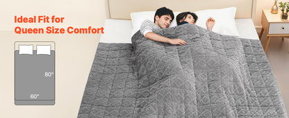 Weighted Blanket 20 lbs 60 x 80 in Queen Size Sherpa Fleece w/ Glass Beads
